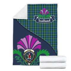 Lyon Tartan Crest Premium Blanket - Thistle Style