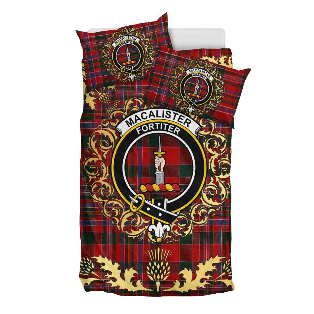 MacAlister 01 Tartan Crest Bedding Set - Golden Thistle Style
