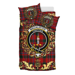 MacAlister 01 Tartan Crest Bedding Set - Golden Thistle Style