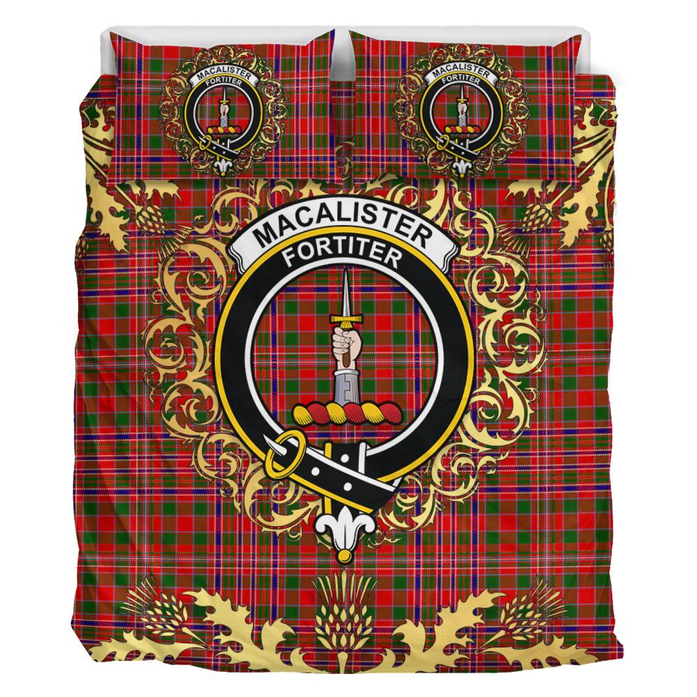 MacAlister Modern Tartan Crest Bedding Set - Golden Thistle Style