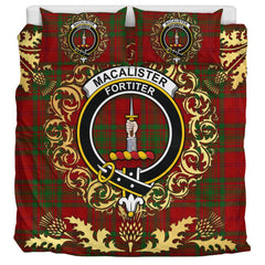 MacAlister of Glenbarr Tartan Crest Bedding Set - Golden Thistle Style
