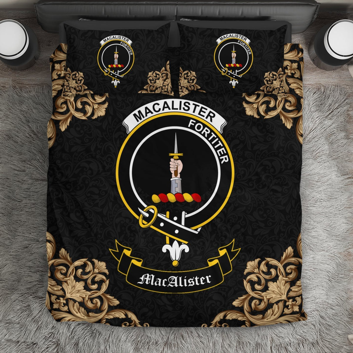 MacAlister Crest Black Bedding Set