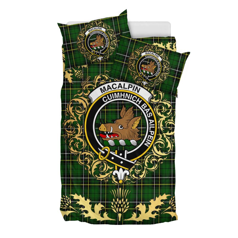 MacAlpin (MacAlpine) Modern 02 Tartan Crest Bedding Set - Golden Thistle Style