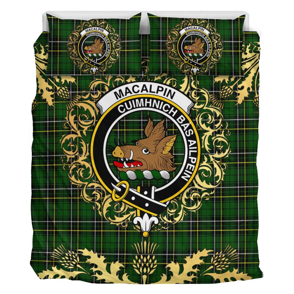 MacAlpin (MacAlpine) Modern 02 Tartan Crest Bedding Set - Golden Thistle Style