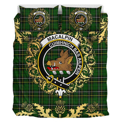MacAlpin (MacAlpine) Modern 02 Tartan Crest Bedding Set - Golden Thistle Style
