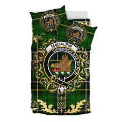 MacAlpin (MacAlpine) Modern Tartan Crest Bedding Set - Golden Thistle Style