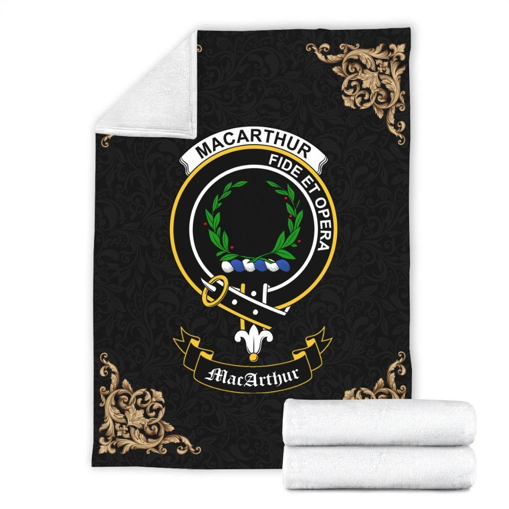 MacArthur (or Arthur) Crest Tartan Premium Blanket Black