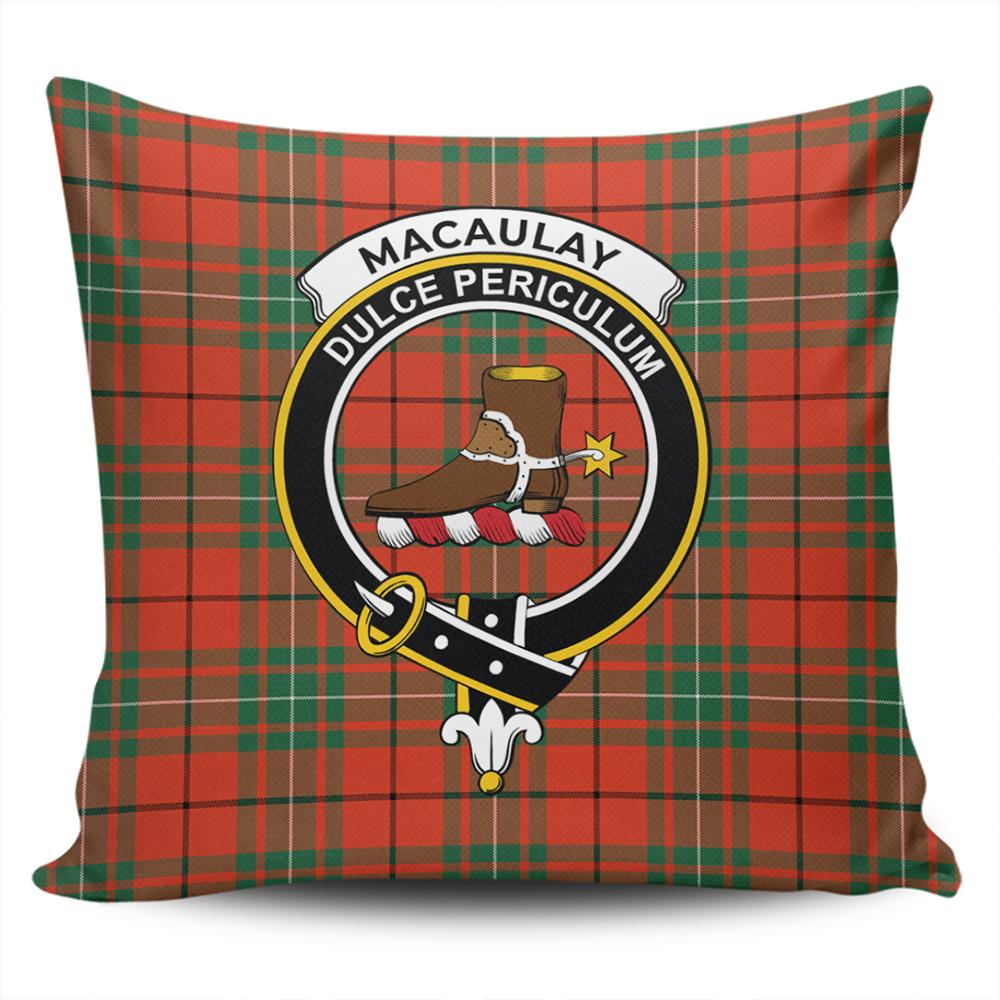 Scottish MacAulay Ancient Tartan Crest Pillow Cover - Tartan Cushion Cover