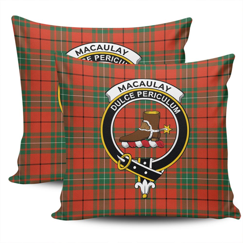 Scottish MacAulay Ancient Tartan Crest Pillow Cover - Tartan Cushion Cover