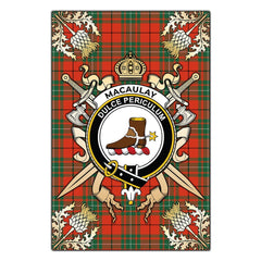 MacAulay Ancient Tartan Crest Black Garden Flag - Gold Thistle Style