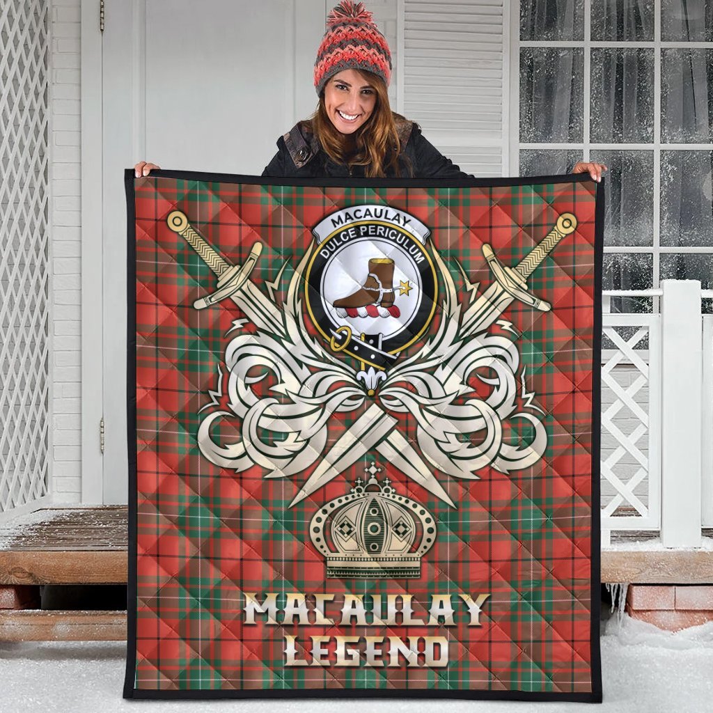 MacAulay Ancient Tartan Crest Legend Gold Royal Premium Quilt