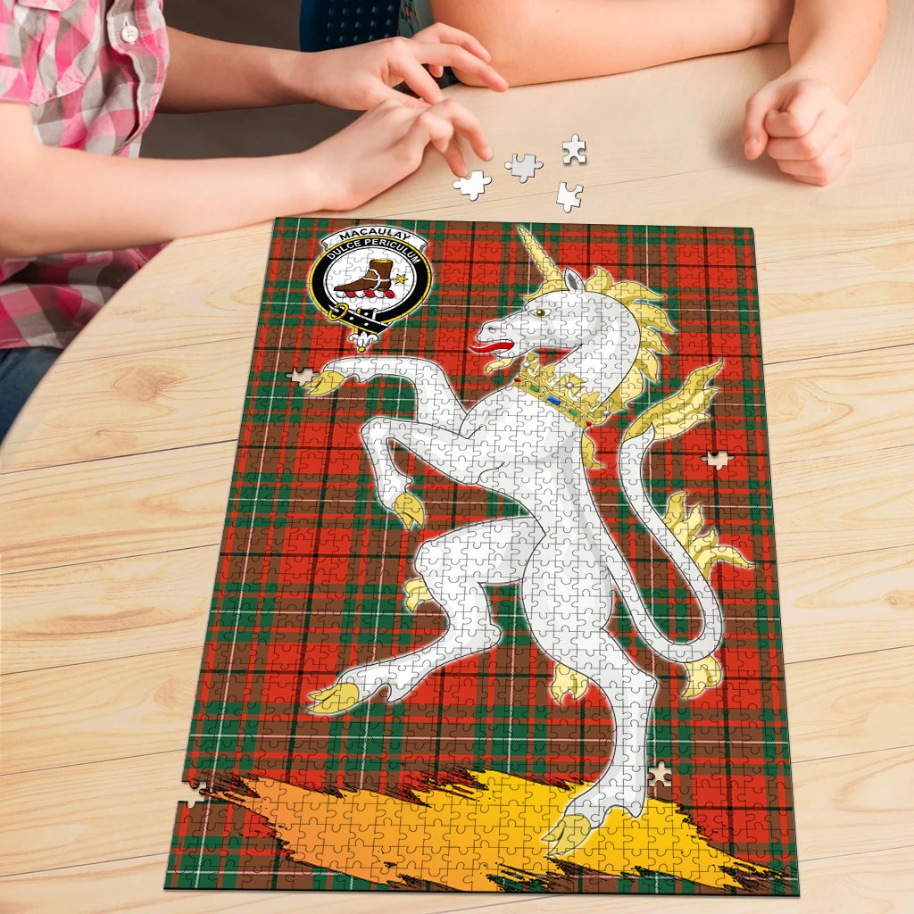 MacAulay Ancient Tartan Crest Unicorn Scotland Jigsaw Puzzles