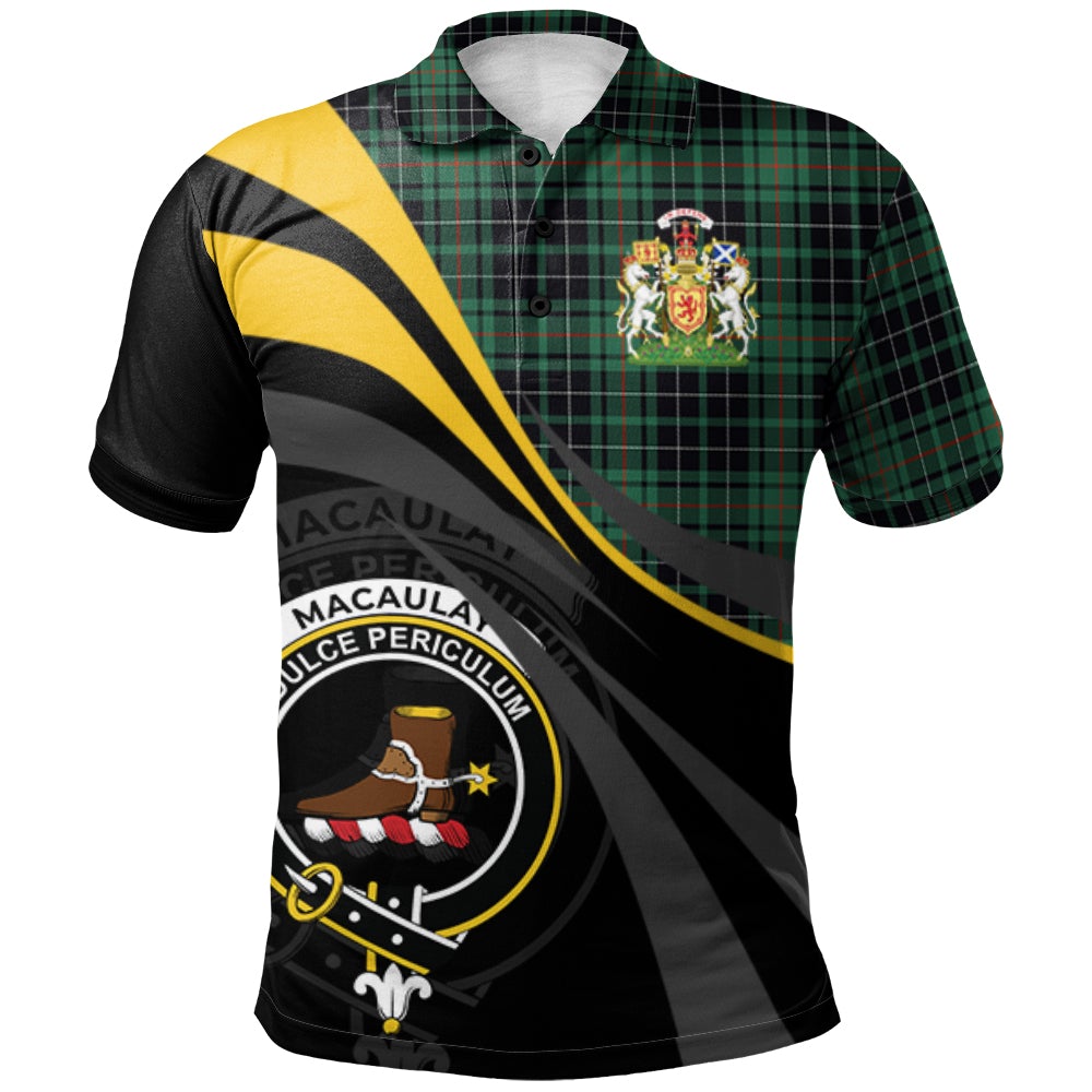 MacAulay Hunting Ancient Tartan Polo Shirt - Royal Coat Of Arms Style