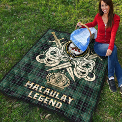 MacAulay Hunting Ancient Tartan Crest Legend Gold Royal Premium Quilt