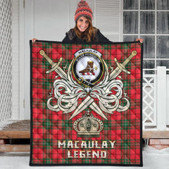 MacAulay Modern Tartan Crest Legend Gold Royal Premium Quilt