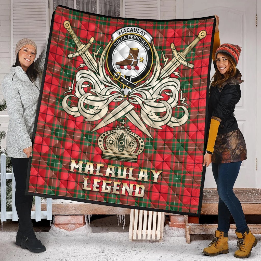 MacAulay Modern Tartan Crest Legend Gold Royal Premium Quilt