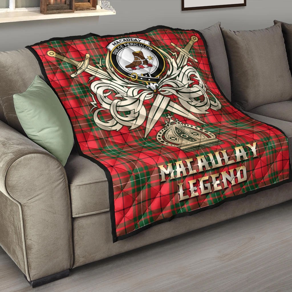 MacAulay Modern Tartan Crest Legend Gold Royal Premium Quilt