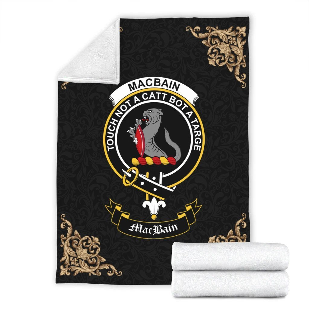 MacBain Crest Tartan Premium Blanket Black