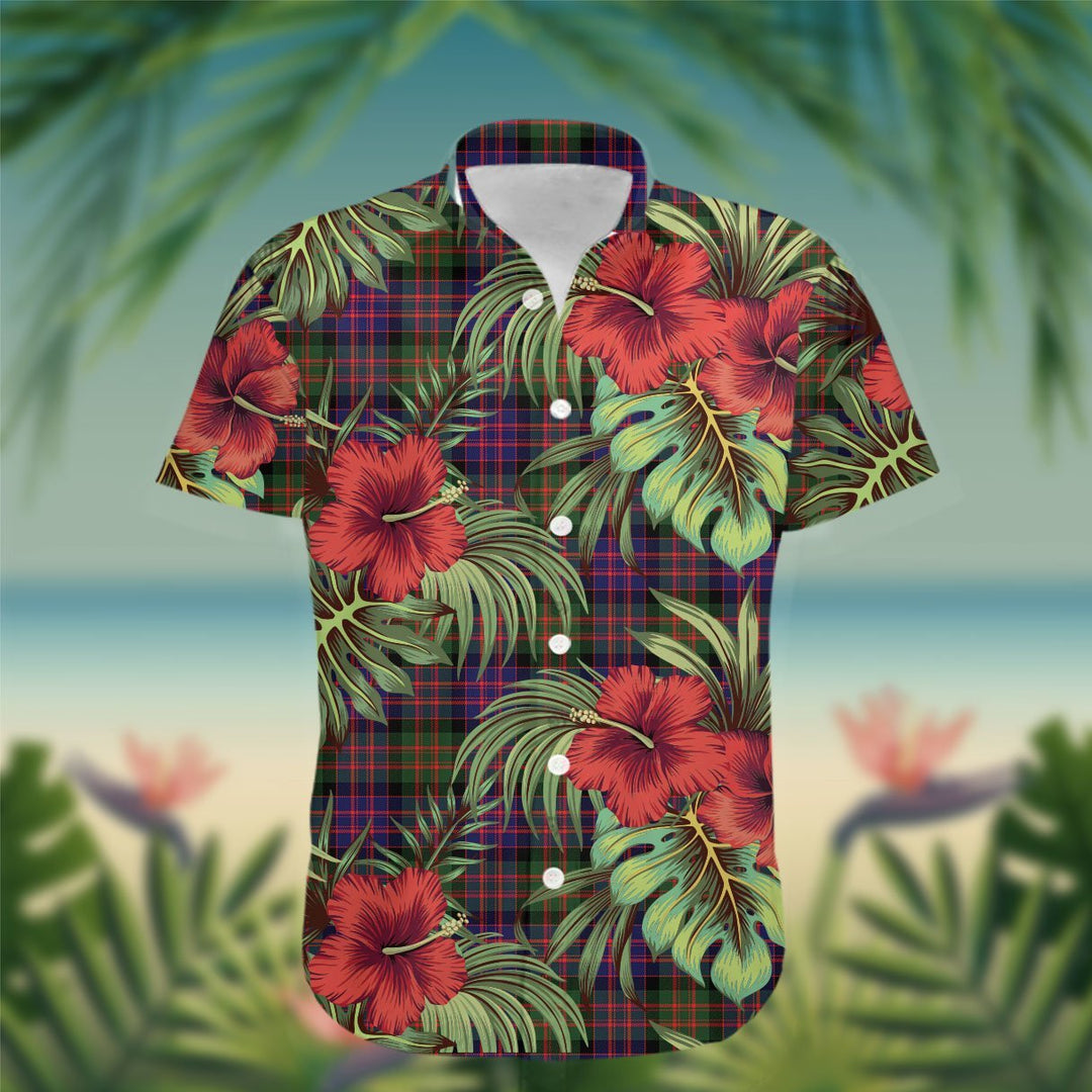 MacBrayne Tartan Hawaiian Shirt Hibiscus, Coconut, Parrot, Pineapple - Tropical Garden Shirt