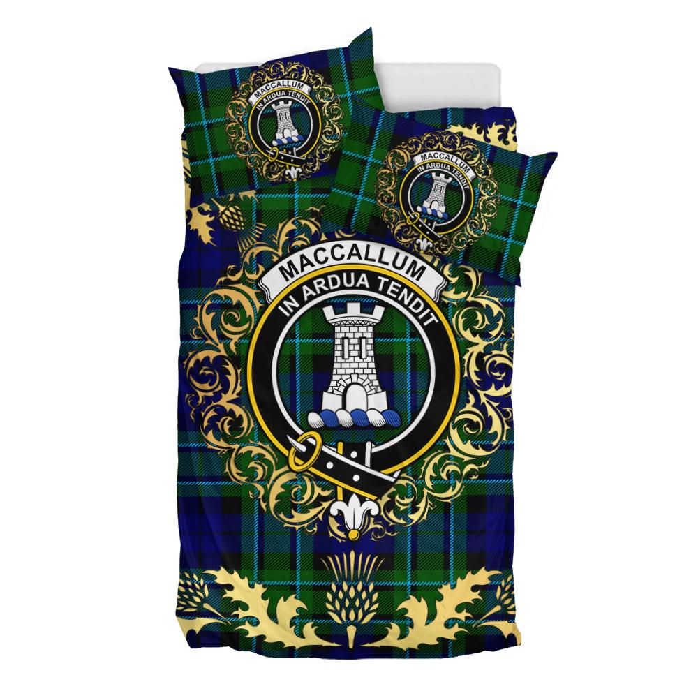 MacCallum Modern Tartan Crest Bedding Set - Golden Thistle Style