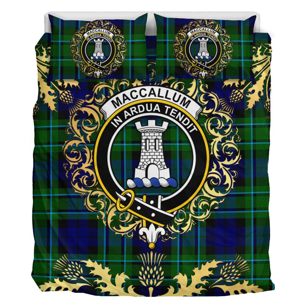 MacCallum Modern Tartan Crest Bedding Set - Golden Thistle Style
