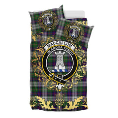 MacCallum (Malcolm) Dress 01 Tartan Crest Bedding Set - Golden Thistle Style