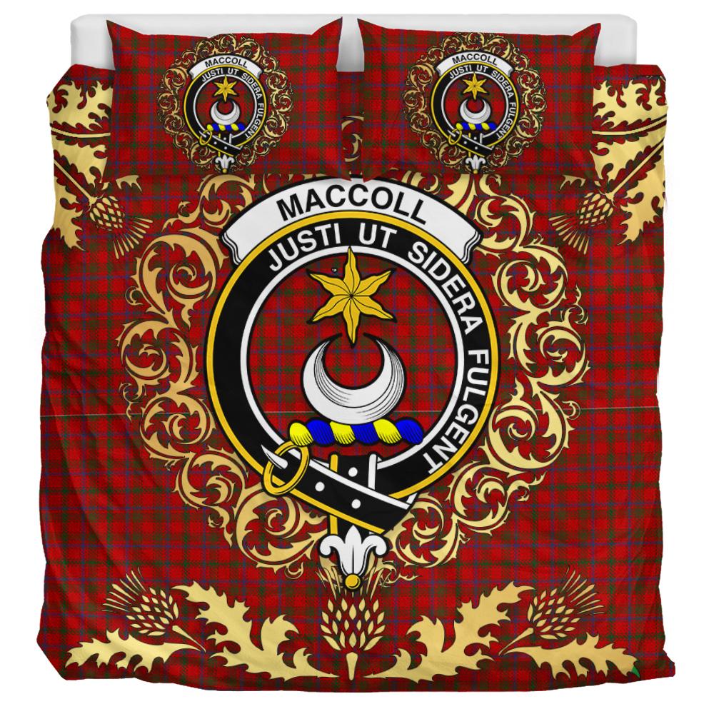 MacColl 02 Tartan Crest Bedding Set - Golden Thistle Style