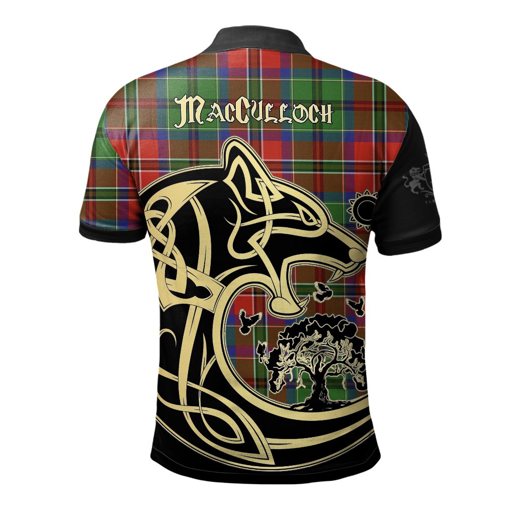 MacCulloch Tartan Polo Shirt Viking Wolf