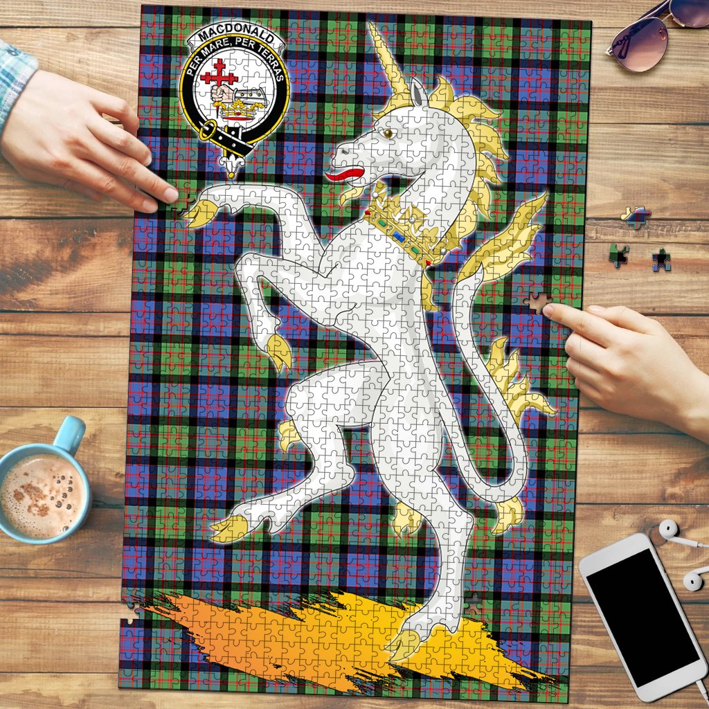 MacDonald Ancient Tartan Crest Unicorn Scotland Jigsaw Puzzles