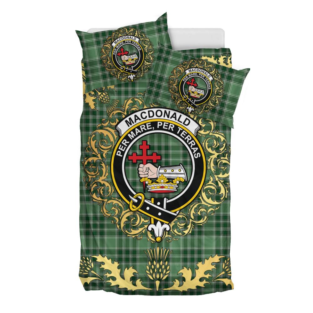 MacDonald Lord of the Isles Hunting 01 Tartan Crest Bedding Set - Golden Thistle Style