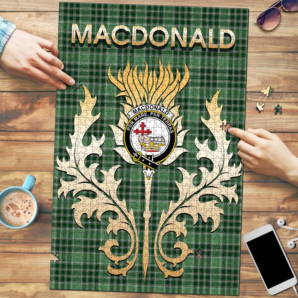 MacDonald Lord of the Isles Hunting Tartan Crest Thistle Jigsaw Puzzles