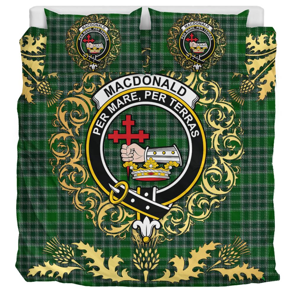 MacDonald, Lord of the Isles Hunting Tartan Crest Bedding Set - Golden Thistle Style