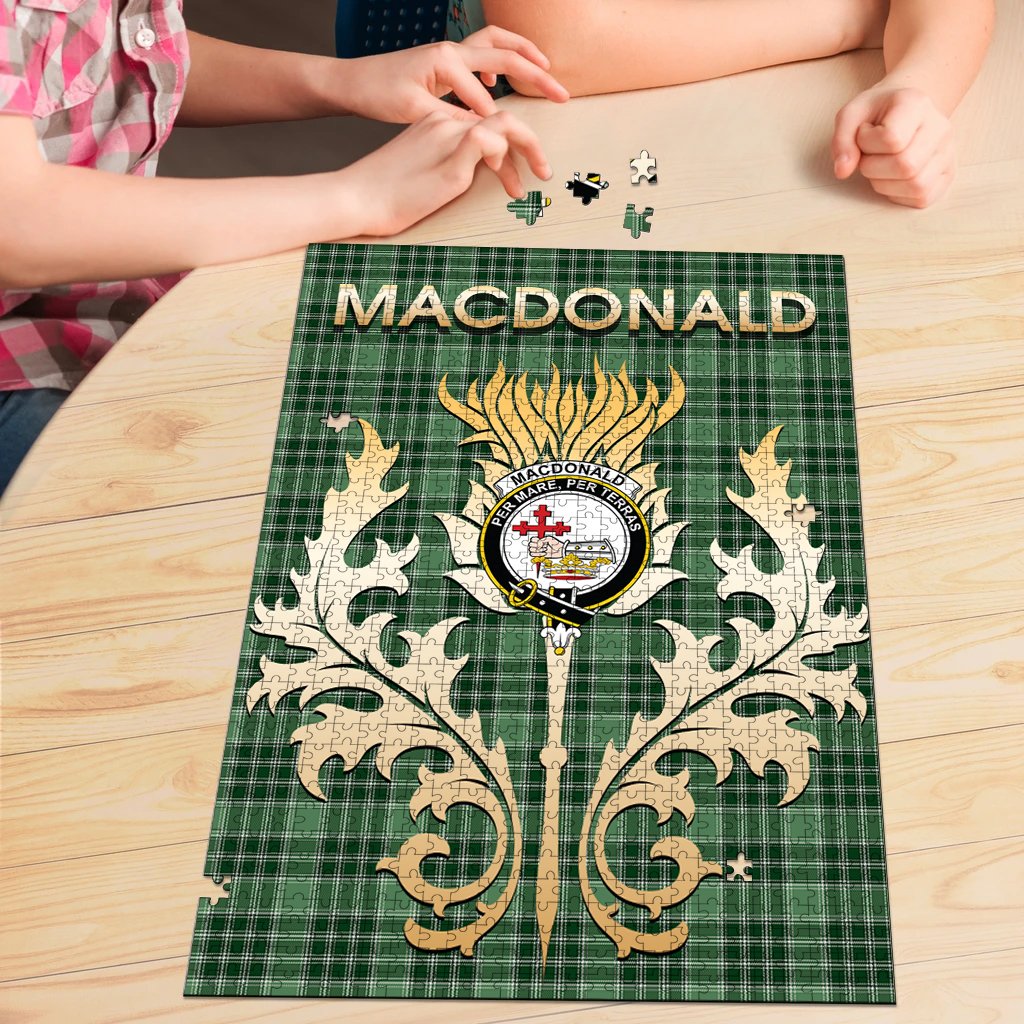 MacDonald Lord of the Isles Hunting Tartan Crest Thistle Jigsaw Puzzles