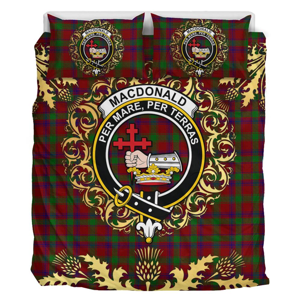 MacDonald of Aird and Valley Tartan Crest Bedding Set - Golden Thistle Style
