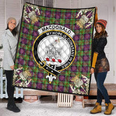 MacDonald of Clanranald Tartan Crest Premium Quilt - Gold Thistle Style