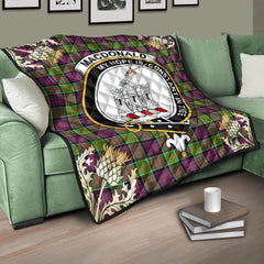 MacDonald of Clanranald Tartan Crest Premium Quilt - Gold Thistle Style