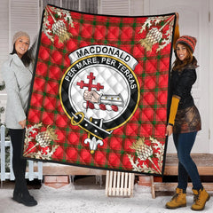 MacDonald of Sleat Tartan Crest Premium Quilt - Gold Thistle Style
