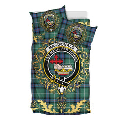MacDonald of the Isles Hunting Ancient Tartan Crest Bedding Set - Golden Thistle Style