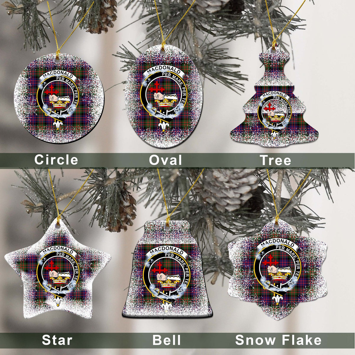 MacDonald (Clan Donald) Tartan Christmas Ceramic Ornament - Snow Style
