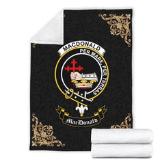 MacDonald (Clan Donald) Crest Tartan Premium Blanket Black