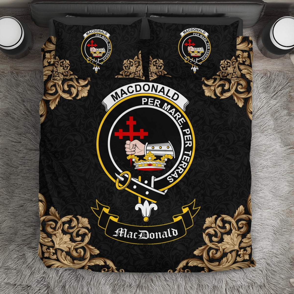 MacDonald (Clan Donald) Crest Black Bedding Set