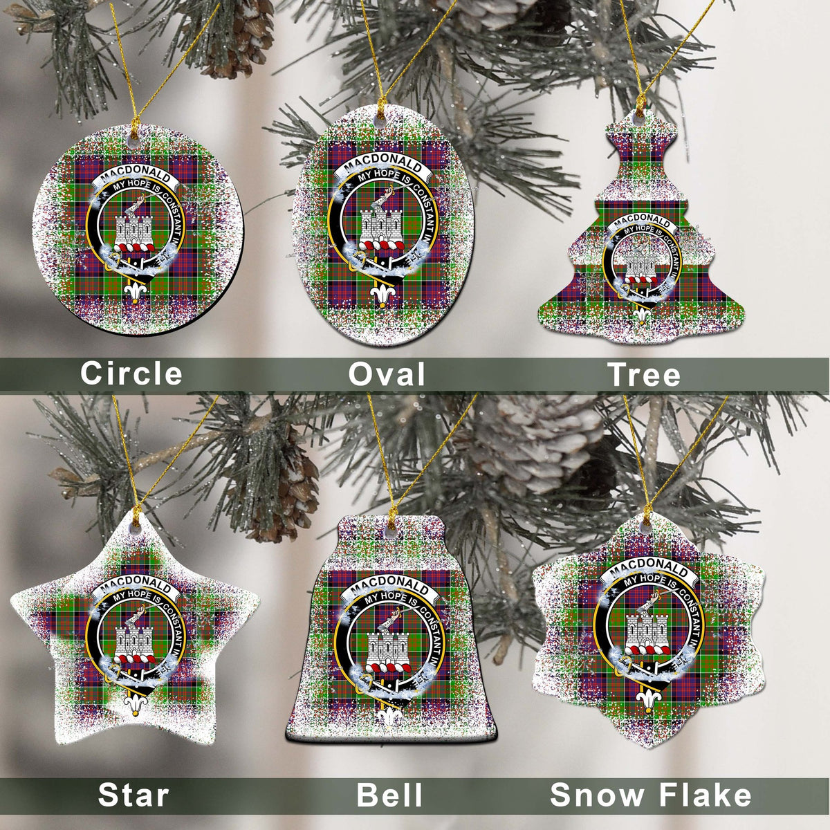 MacDonald (Clan Ranald) Tartan Christmas Ceramic Ornament - Snow Style