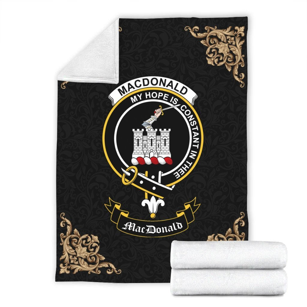 MacDonald (Clan Ranald) Crest Tartan Premium Blanket Black