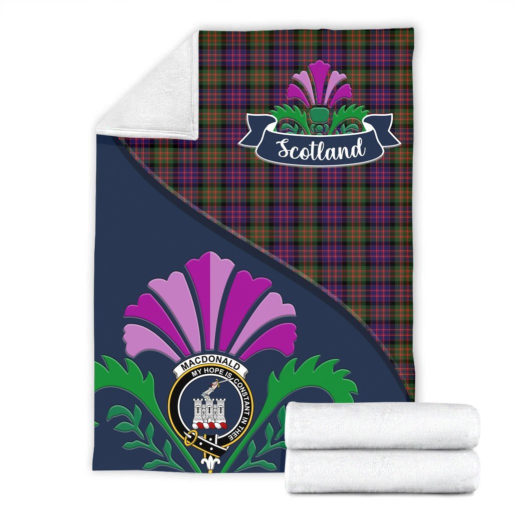 MacDonald (Clan Ranald) Tartan Crest Premium Blanket - Thistle Style