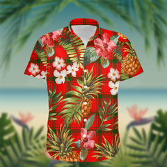 MacDonald (of Sleat) Tartan Hawaiian Shirt Hibiscus, Coconut, Parrot, Pineapple - Tropical Garden Shirt