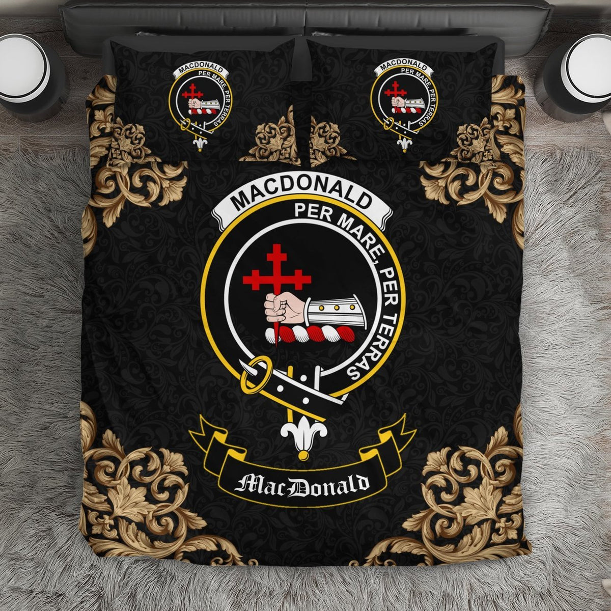 MacDonald (of Sleat) Crest Black Bedding Set
