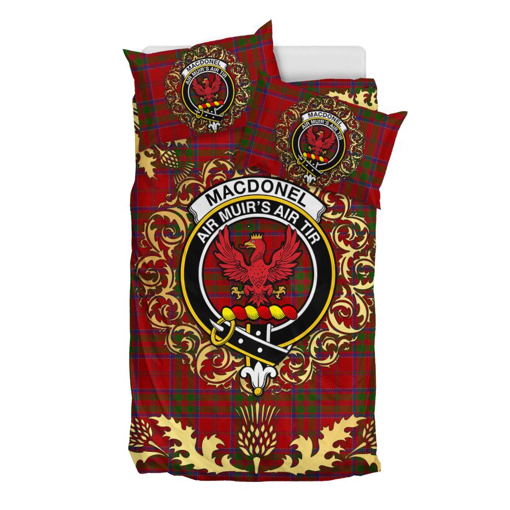 MacDonell of Keppoch Tartan Crest Bedding Set - Golden Thistle Style