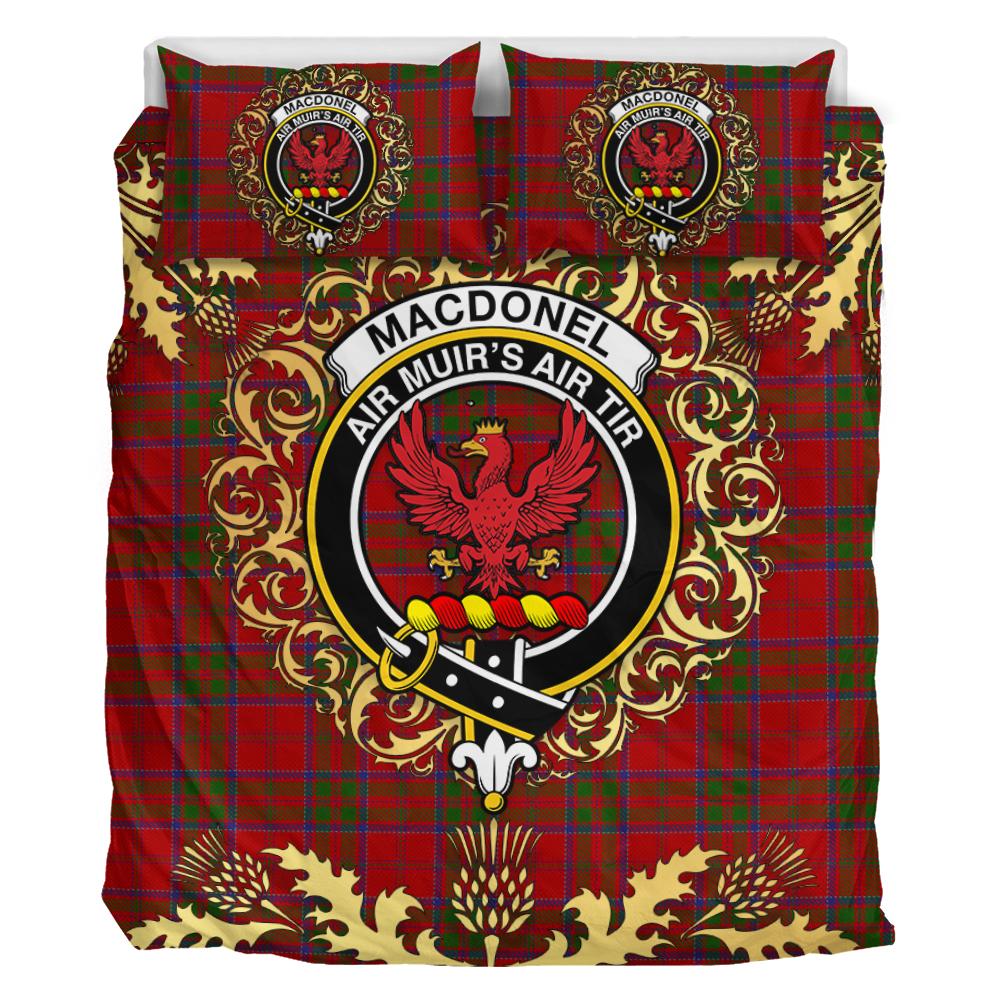 MacDonell of Keppoch Tartan Crest Bedding Set - Golden Thistle Style