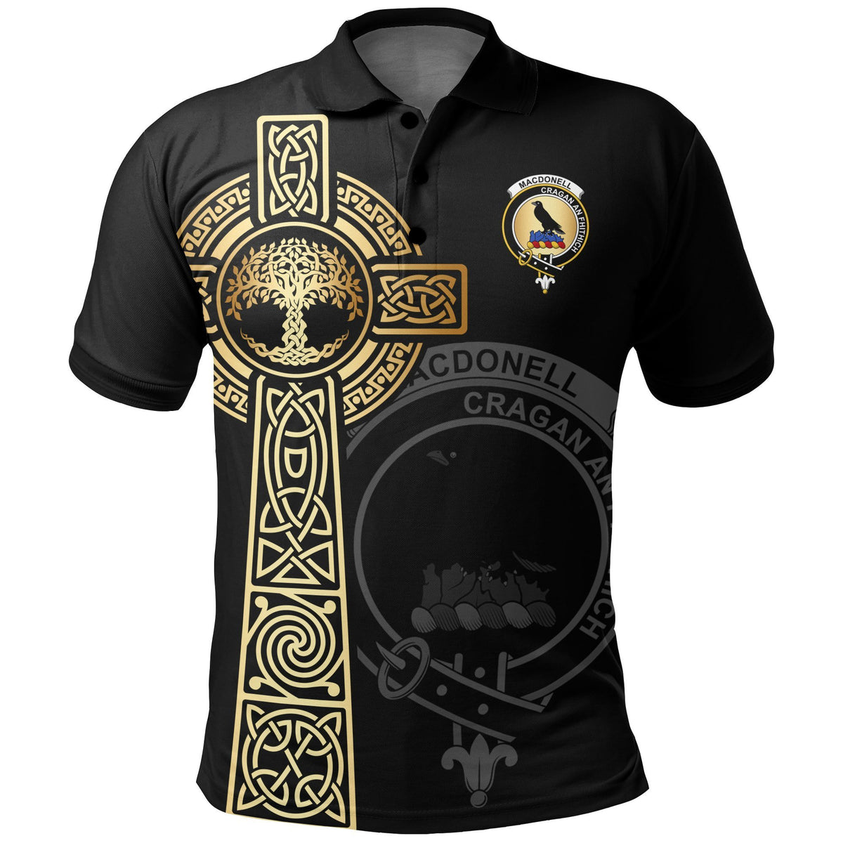MacDonell (of Glengarry) Clan Unisex Polo Shirt - Celtic Tree Of Life