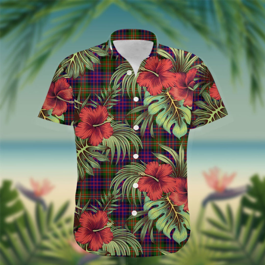 MacDonell of Glengarry Tartan Hawaiian Shirt Hibiscus, Coconut, Parrot, Pineapple - Tropical Garden Shirt